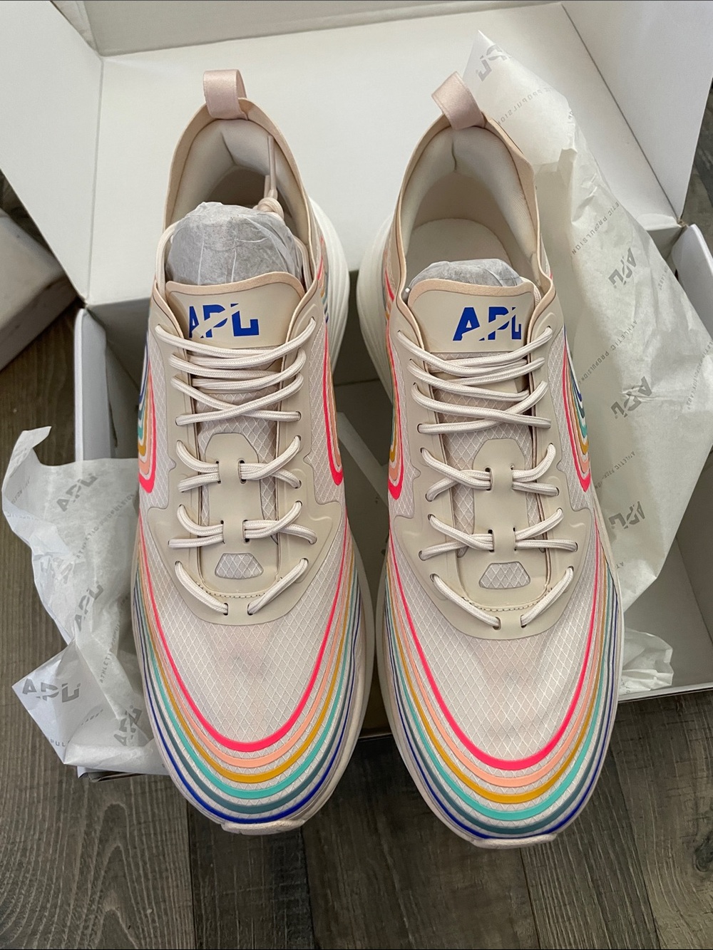 APL Men's Beige Athletic Sneakers with Colorful Accents